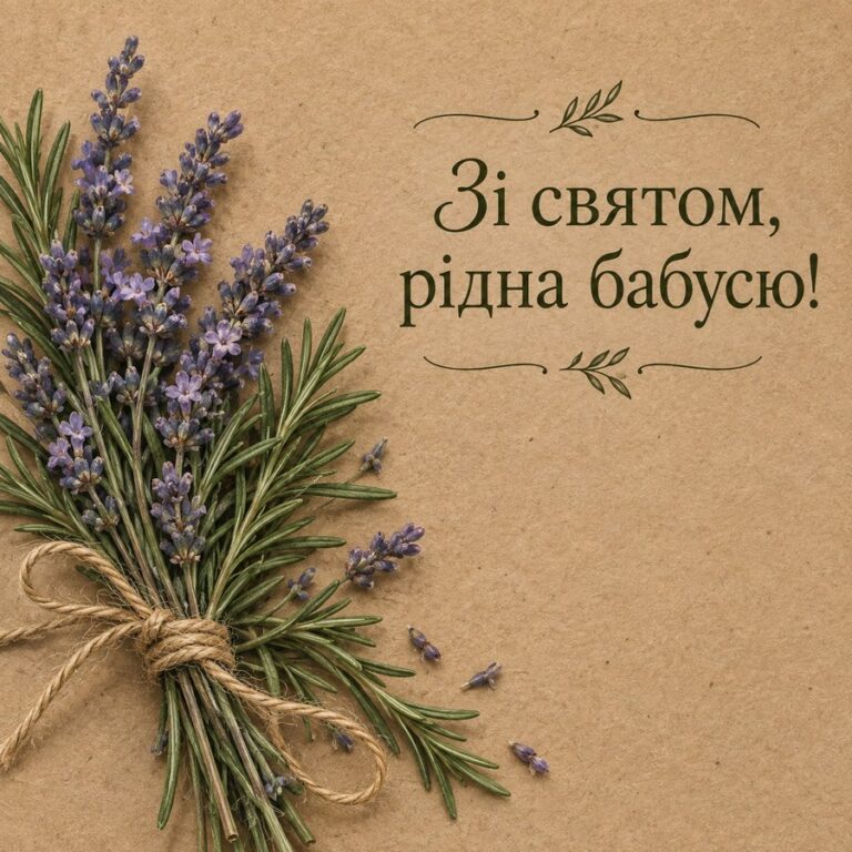 Зі святом, рідна бабусю! - листівка з привітанням з Днем народження бабусі