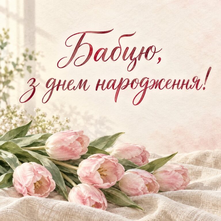 Бабцю, з днем народження! - листівка з привітанням з Днем народження бабусі