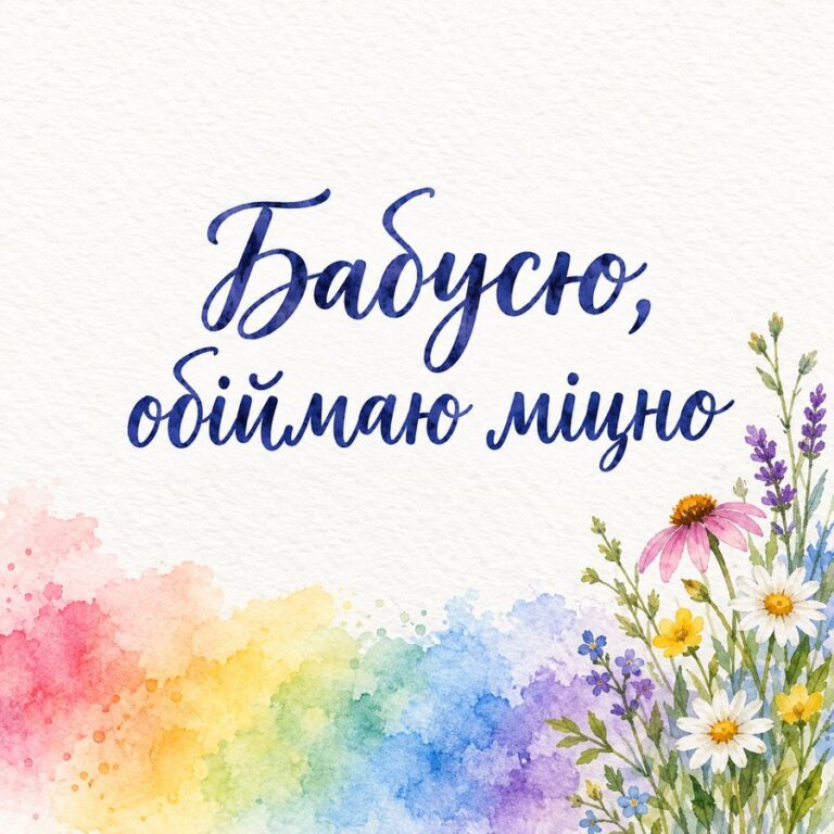 Бабусю, обіймаю міцно - листівка з привітанням з Днем народження бабусі