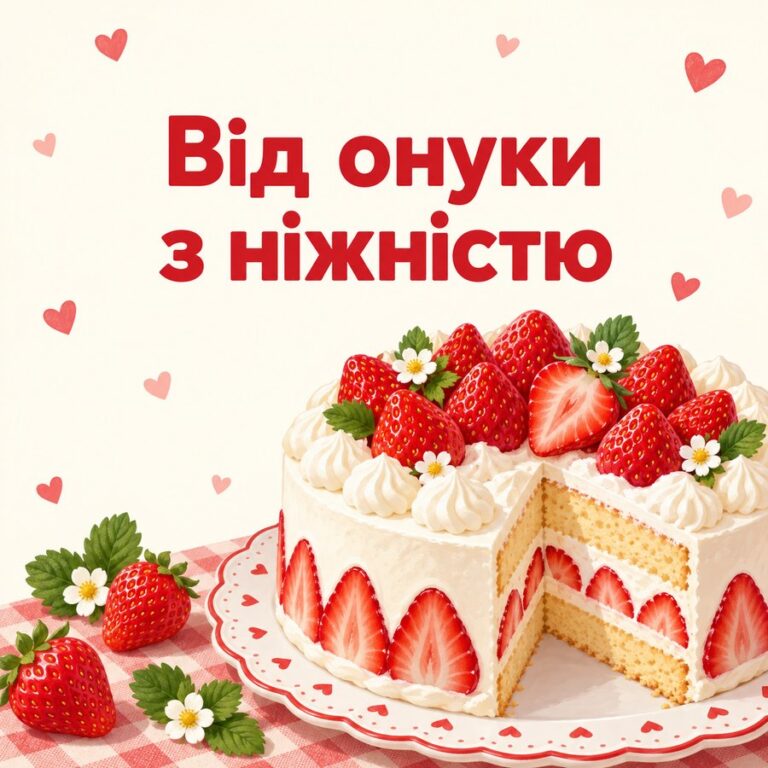 Від онуки з ніжністю - листівка з привітанням з Днем народження бабусі