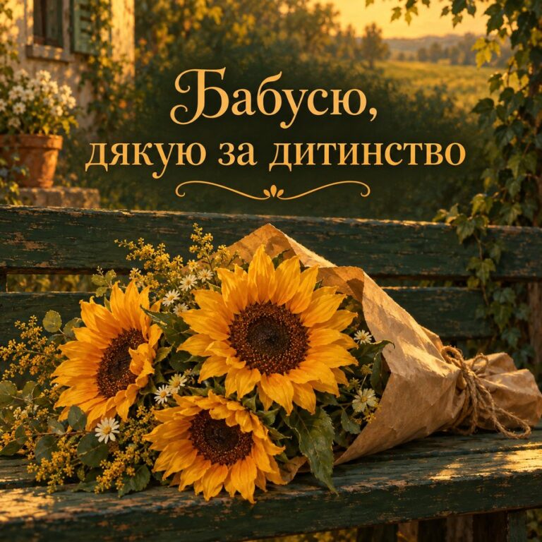 Бабусю, дякую за дитинство - листівка з привітанням з Днем народження бабусі