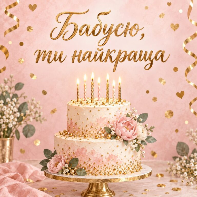 Бабусю, ти найкраща - листівка з привітанням з Днем народження бабусі