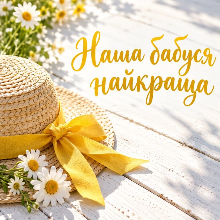 Наша бабуся найкраща - листівка з привітанням з Днем народження бабусі