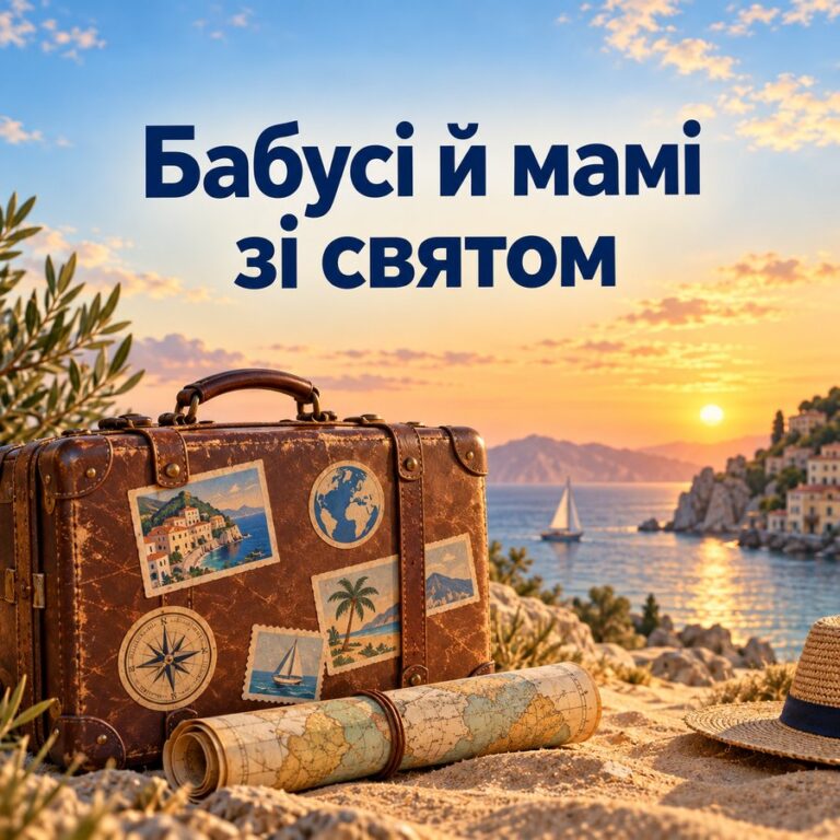 Бабусі й мамі зі святом - листівка з привітанням з Днем народження бабусі