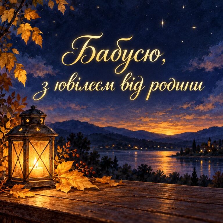 Бабусю, з ювілеєм від родини - листівка з привітанням з Днем народження бабусі