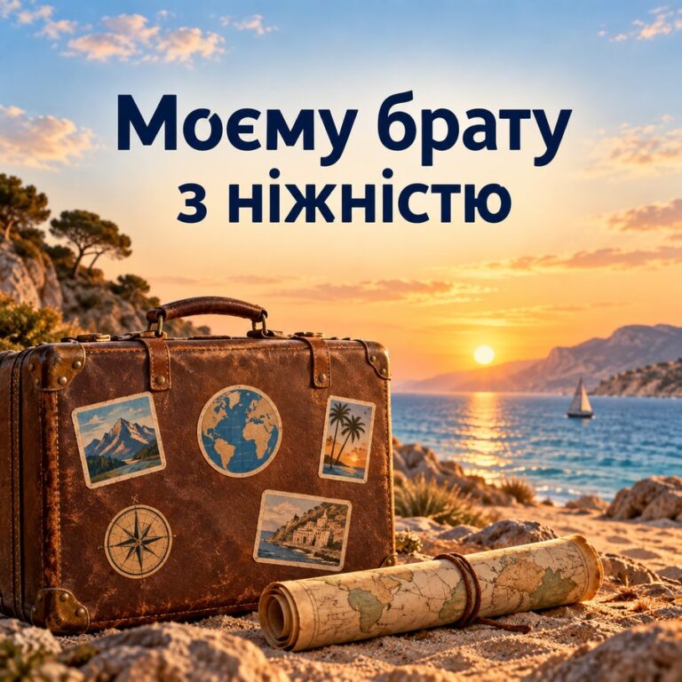 Моєму брату з ніжністю - листівка з привітанням з Днем народження брату