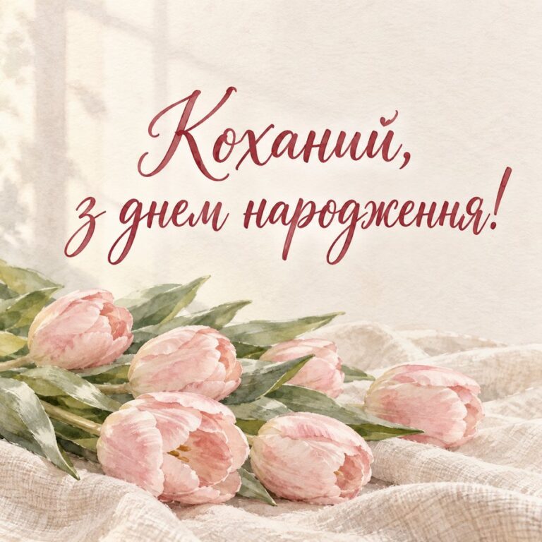 Коханий, з днем народження! - листівка з привітанням з Днем народження чоловікові