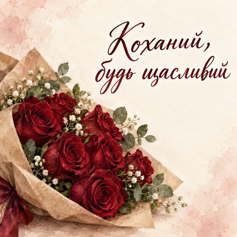 Коханий, будь щасливий - листівка з привітанням з Днем народження чоловікові