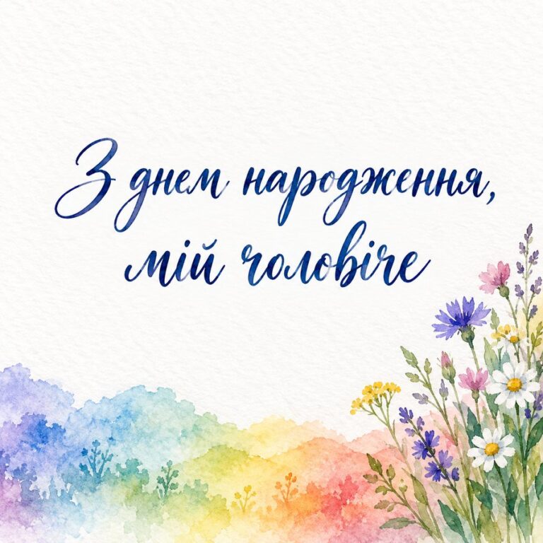 З днем народження, мій чоловіче - листівка з привітанням з Днем народження чоловікові