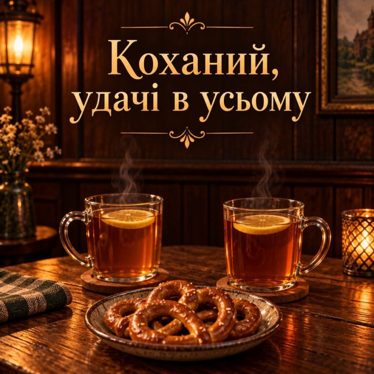 Коханий, удачі в усьому - листівка з привітанням з Днем народження чоловікові