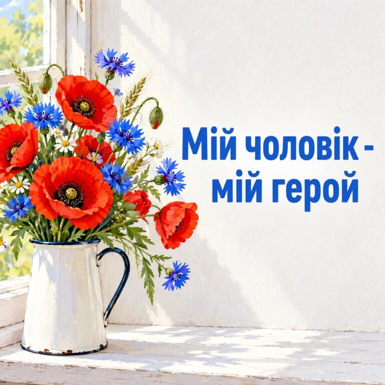 Мій чоловік - мій герой - листівка з привітанням з Днем народження чоловікові