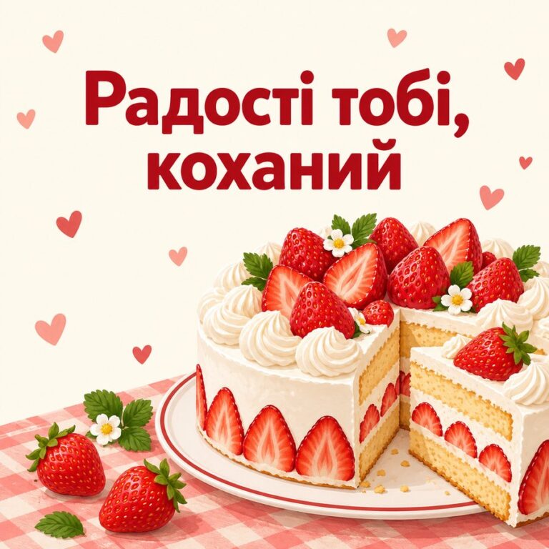 Радості тобі, коханий - листівка з привітанням з Днем народження чоловікові