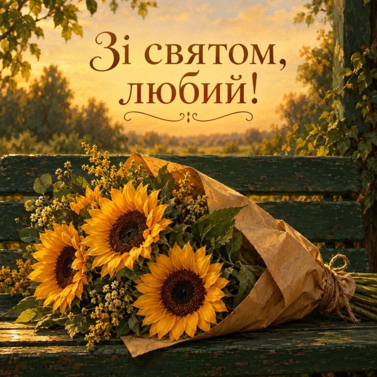 Зі святом, любий! - листівка з привітанням з Днем народження чоловікові
