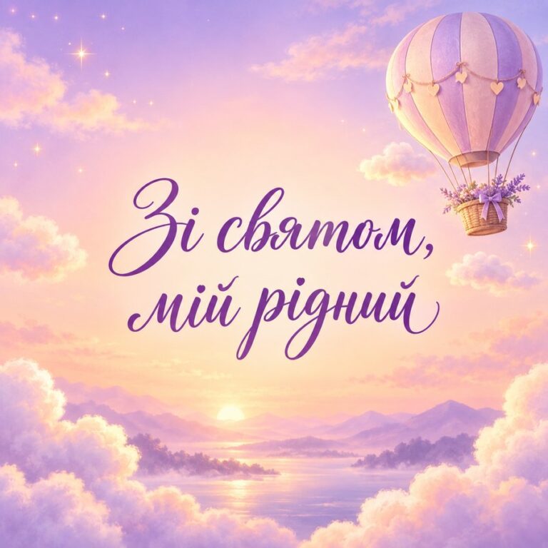 Зі святом, мій рідний - листівка з привітанням з Днем народження чоловікові