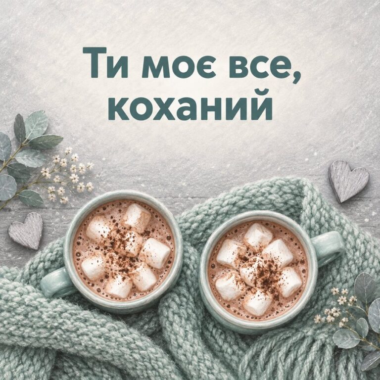 Ти моє все, коханий - листівка з привітанням з Днем народження чоловікові