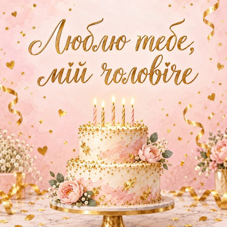Люблю тебе, мій чоловіче - листівка з привітанням з Днем народження чоловікові