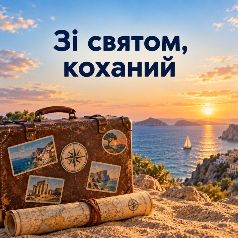 Зі святом, коханий - листівка з привітанням з Днем народження чоловікові