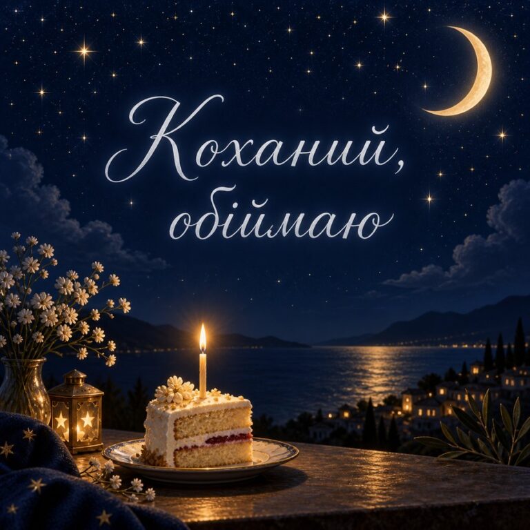 Коханий, обіймаю - листівка з привітанням з Днем народження чоловікові