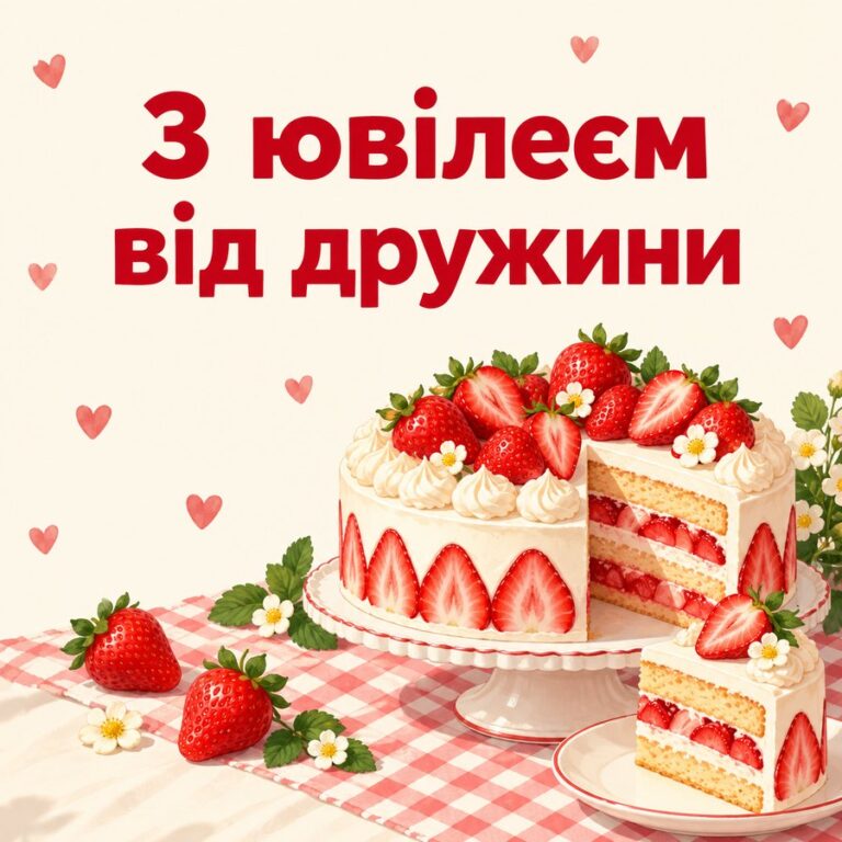 З ювілеєм від дружини - листівка з привітанням з Днем народження чоловікові