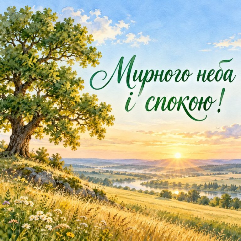 Мирного неба і спокою! - листівка з привітанням з Днем чоловіків