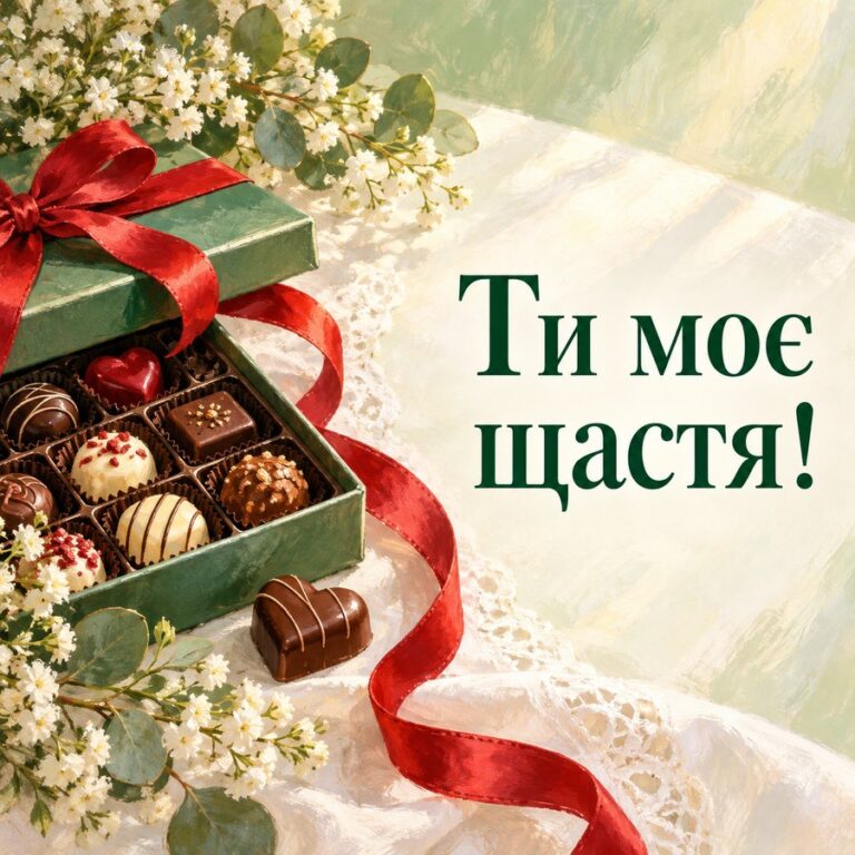 Ти моє щастя! - листівка з привітанням з Днем чоловіків