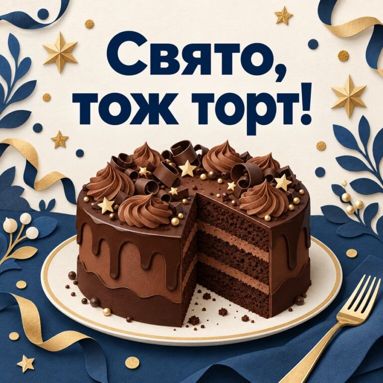 Свято, тож торт! - листівка з привітанням з Днем чоловіків