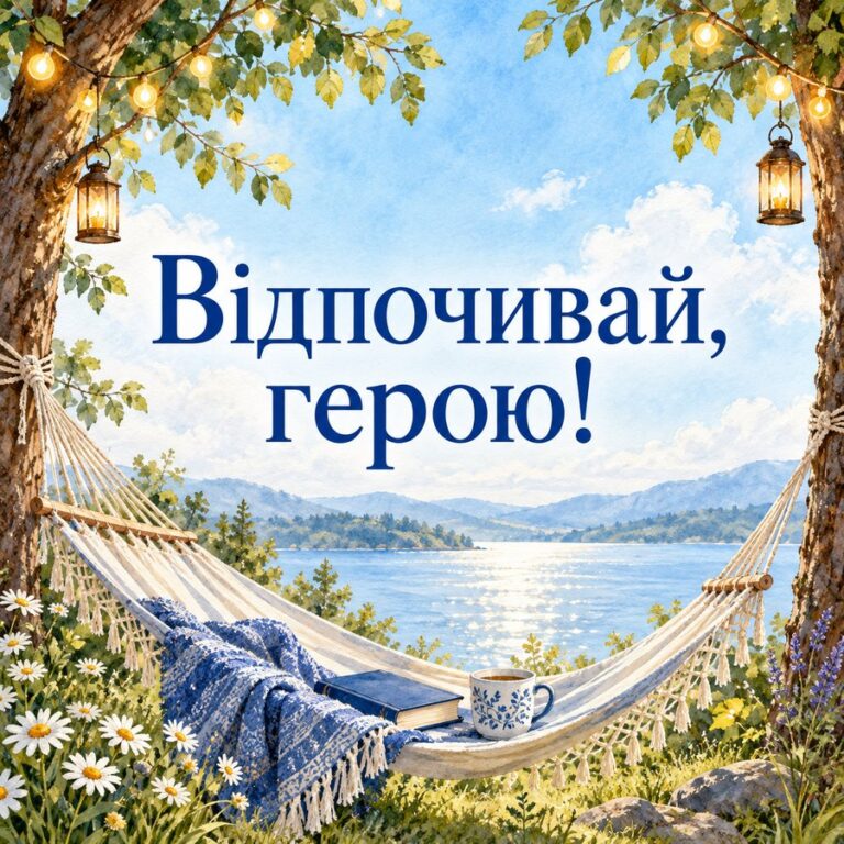 Відпочивай, герою! - листівка з привітанням з Днем чоловіків
