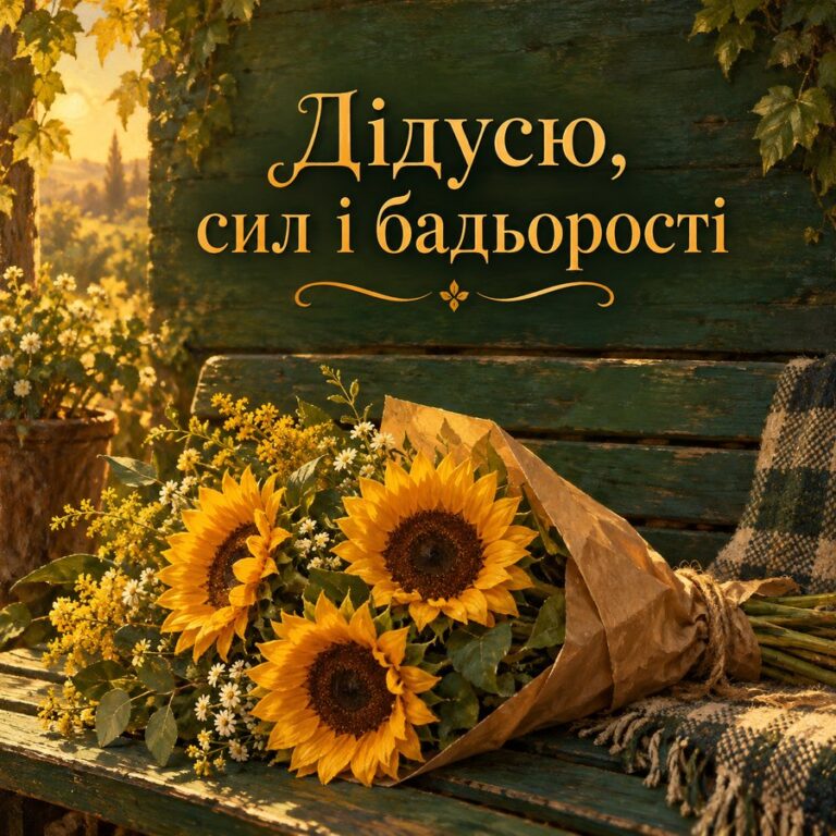 Дідусю, сил і бадьорості - листівка з привітанням з Днем народження дідусю