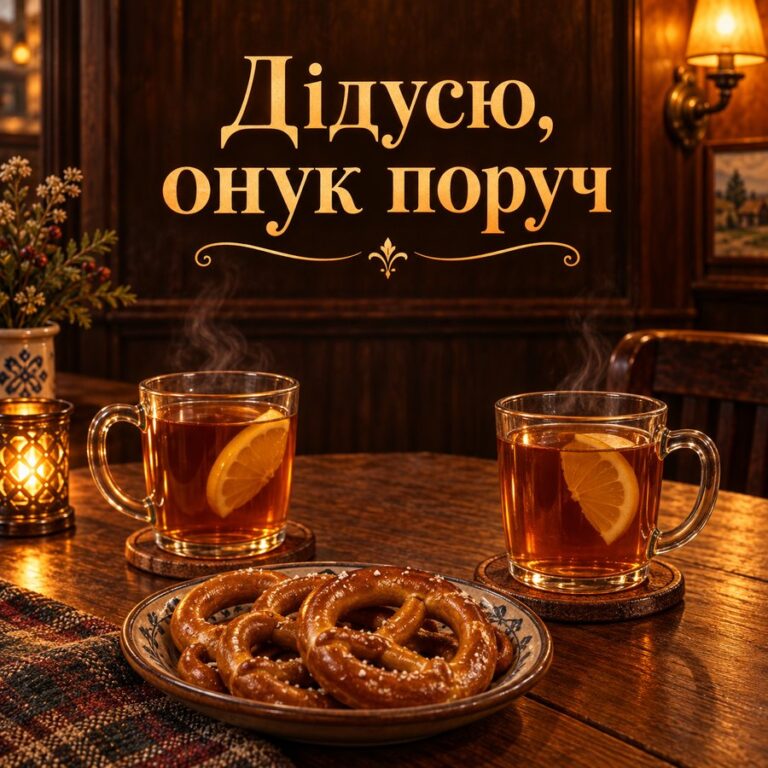 Дідусю, онук поруч - листівка з привітанням з Днем народження дідусю