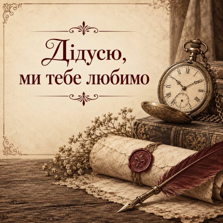 Дідусю, ми тебе любимо - листівка з привітанням з Днем народження дідусю