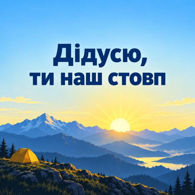 Дідусю, ти наш стовп - листівка з привітанням з Днем народження дідусю