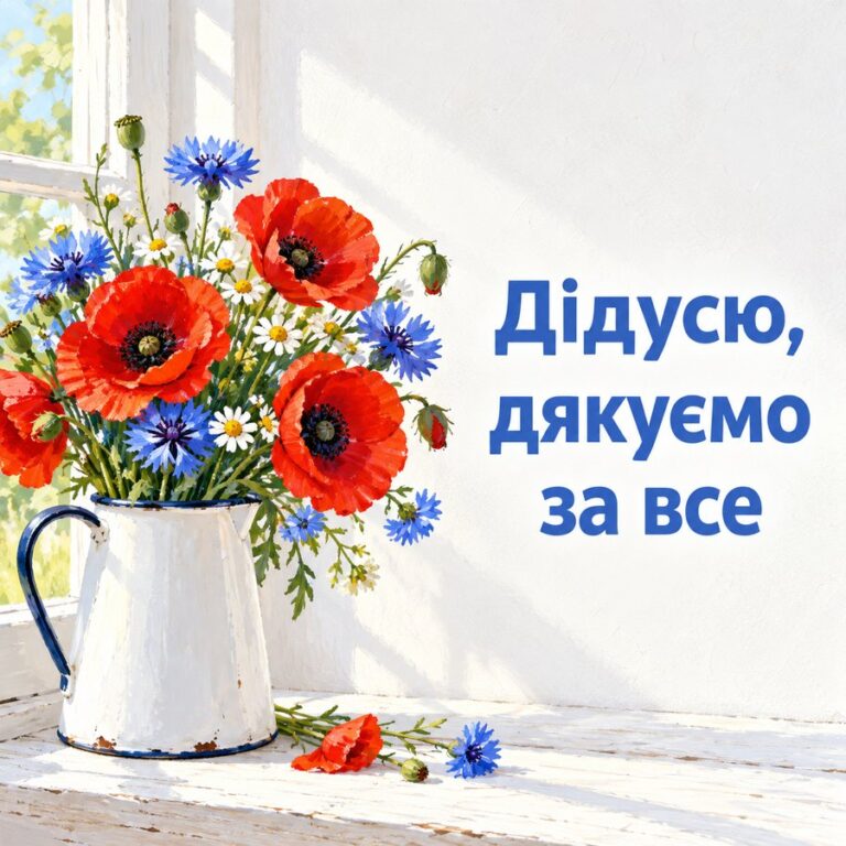 Дідусю, дякуємо за все - листівка з привітанням з Днем народження дідусю