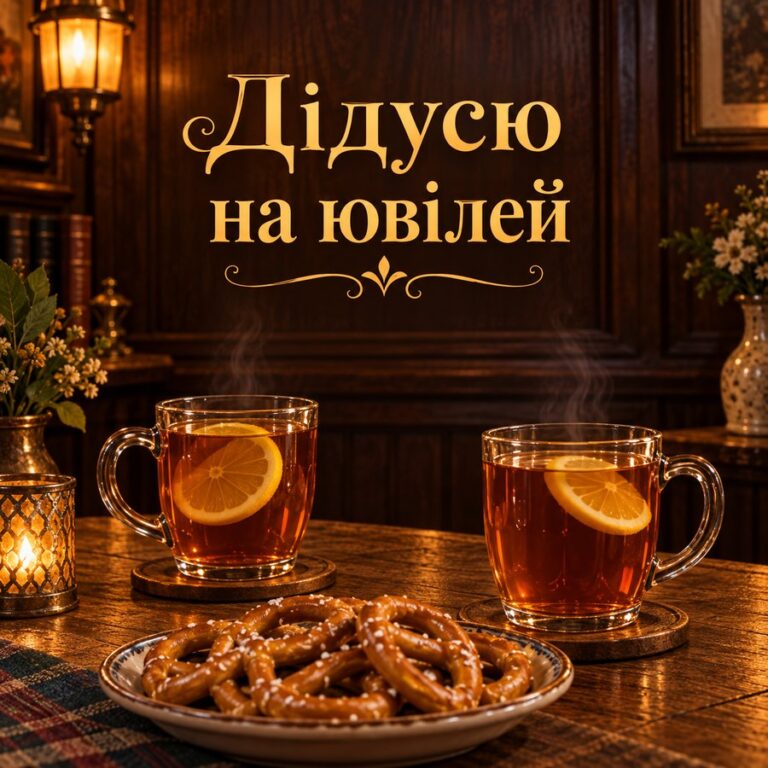 Дідусю на ювілей - листівка з привітанням з Днем народження дідусю