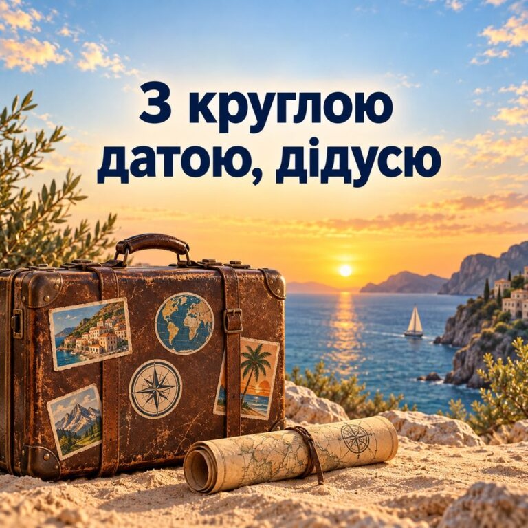З круглою датою, дідусю - листівка з привітанням з Днем народження дідусю