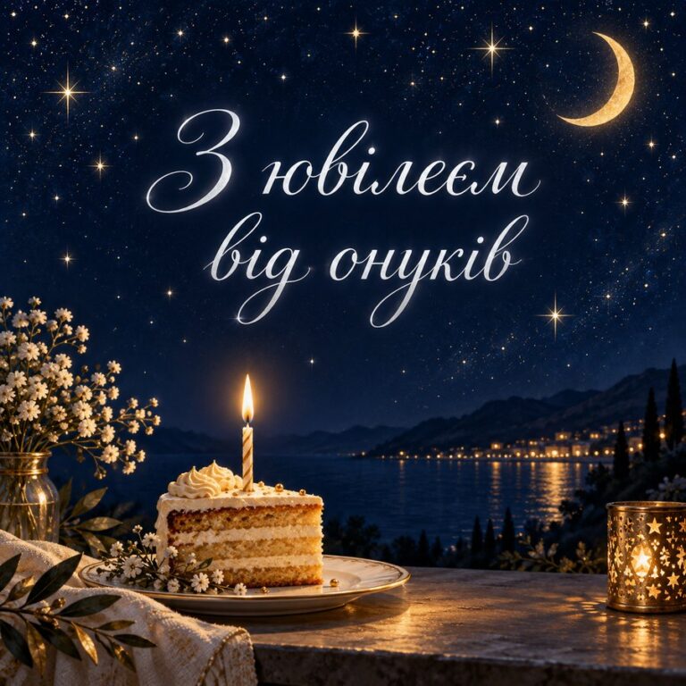 З ювілеєм від онуків - листівка з привітанням з Днем народження дідусю