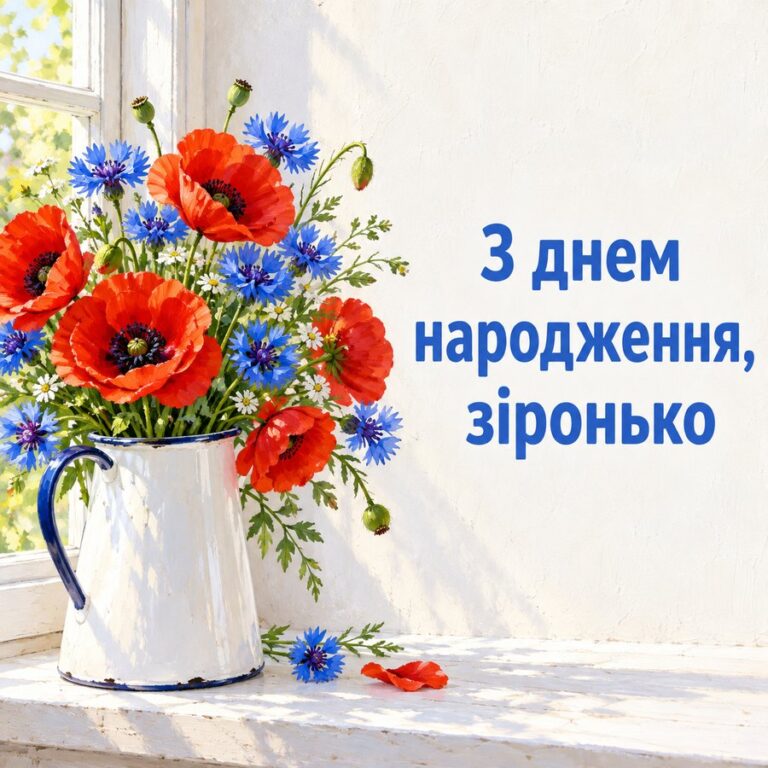 З днем народження, зіронько - листівка з привітанням з Днем народження дівчині
