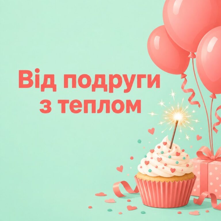 Від подруги з теплом - листівка з привітанням з Днем народження дівчині