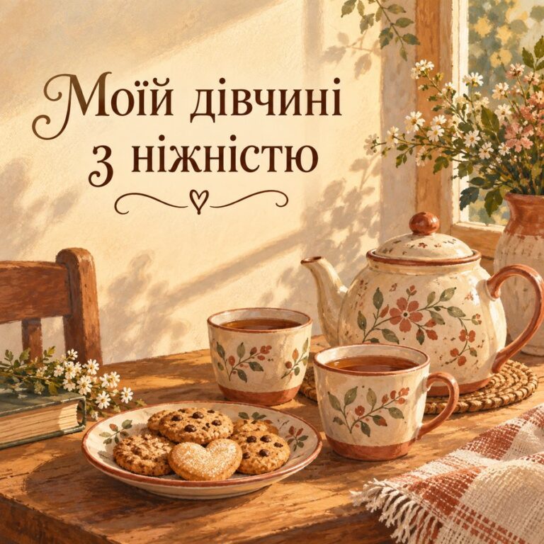Моїй дівчині з ніжністю - листівка з привітанням з Днем народження дівчині