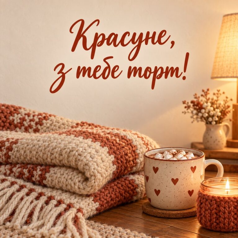 Красуне, з тебе торт! - листівка з привітанням з Днем народження дівчині