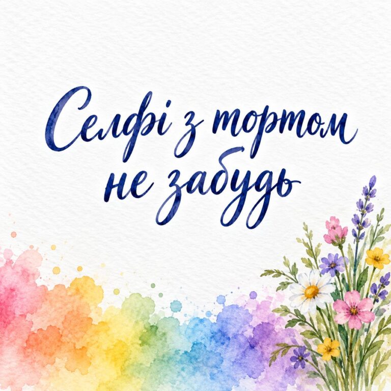 Селфі з тортом не забудь - листівка з привітанням з Днем народження дівчині