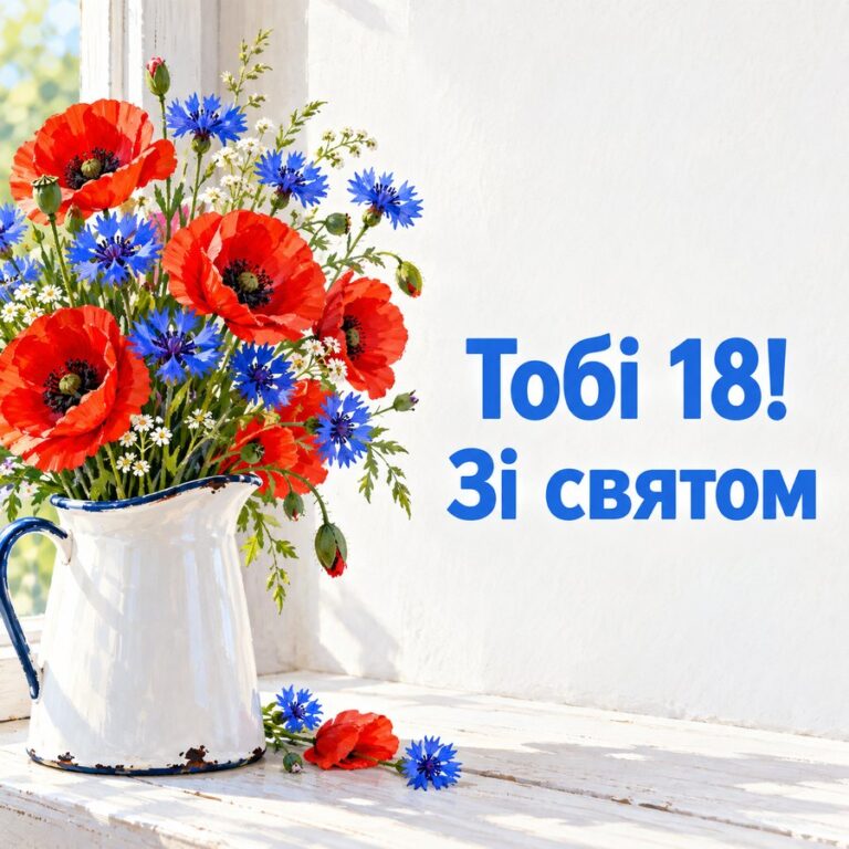 Тобі 18! Зі святом - листівка з привітанням з Днем народження дівчині