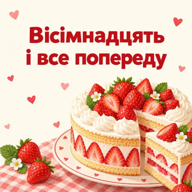Вісімнадцять і все попереду - листівка з привітанням з Днем народження дівчині
