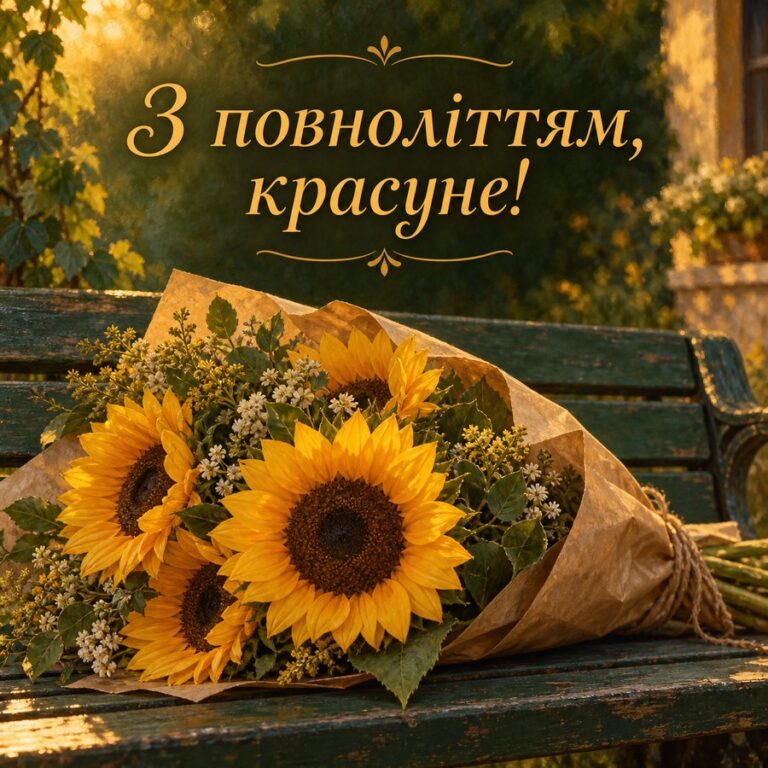 З повноліттям, красуне! - листівка з привітанням з Днем народження дівчині