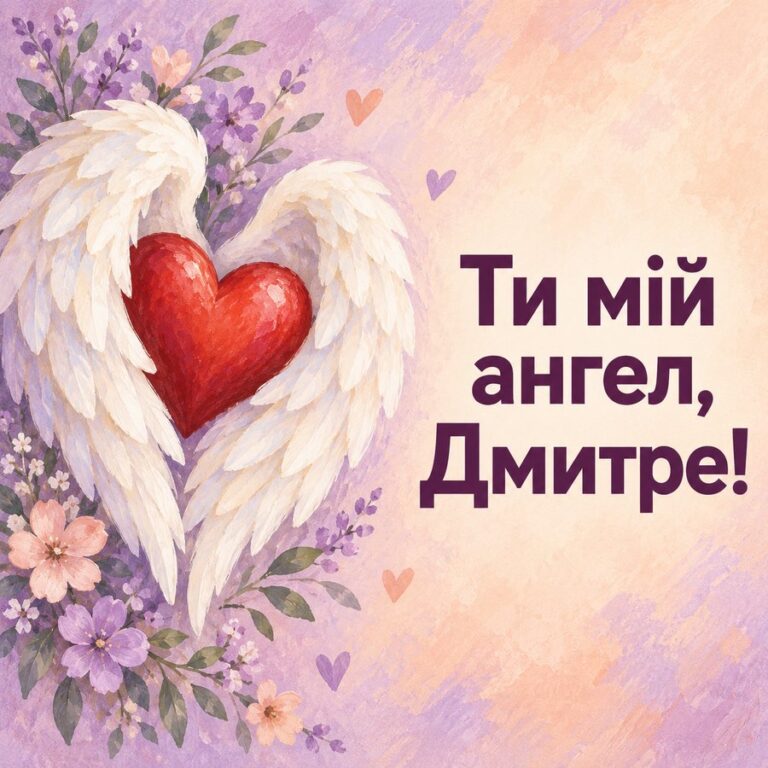 Ти мій ангел, Дмитре! - листівка з привітанням з Днем ангела Дмитра