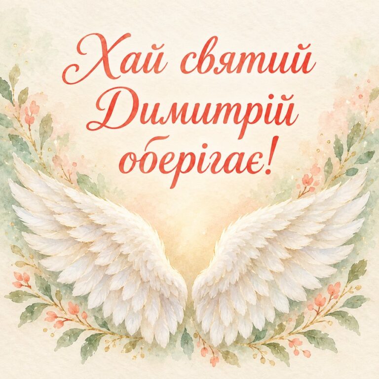 Хай святий Димитрій оберігає! - листівка з привітанням з Днем ангела Дмитра