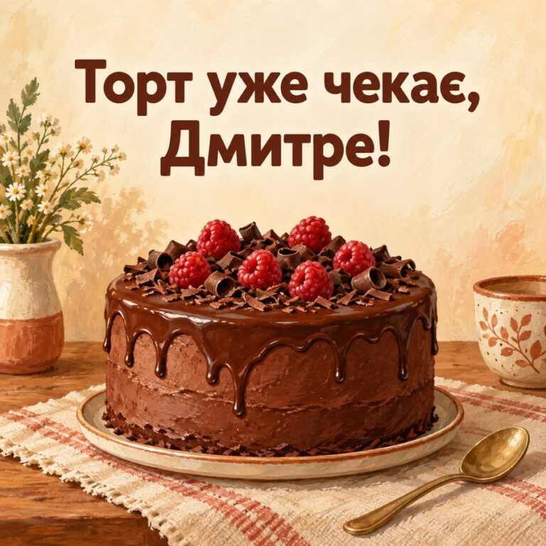 Торт уже чекає, Дмитре! - листівка з привітанням з Днем ангела Дмитра
