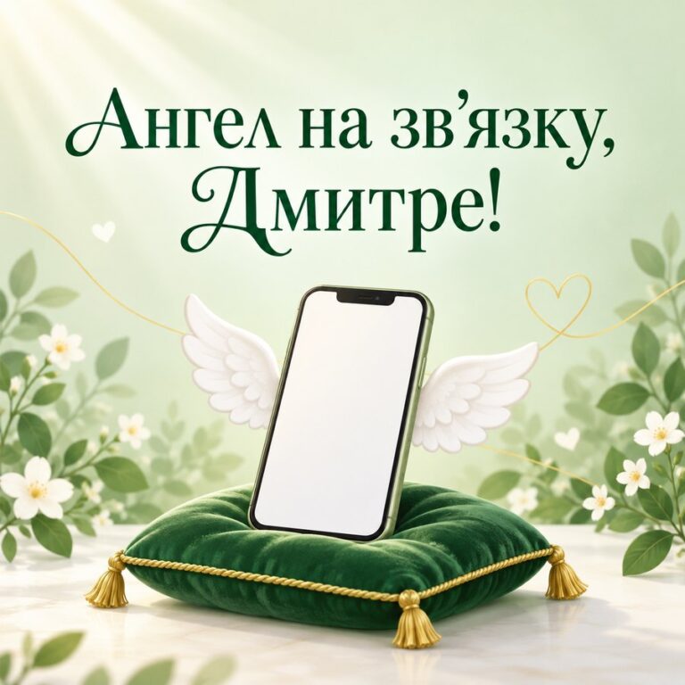 Ангел на звʼязку, Дмитре! - листівка з привітанням з Днем ангела Дмитра
