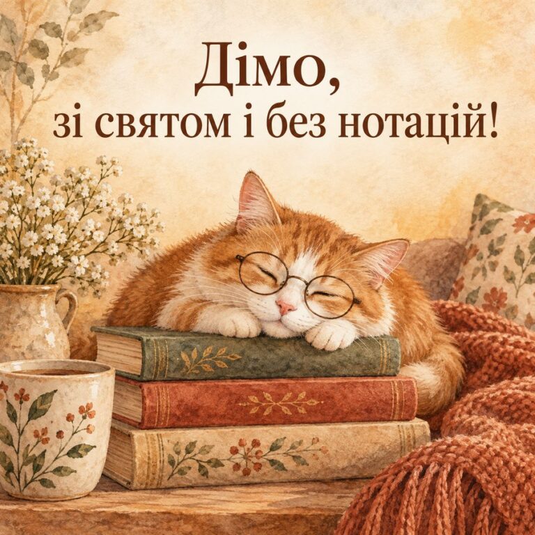 Дімо, зі святом і без нотацій! - листівка з привітанням з Днем ангела Дмитра