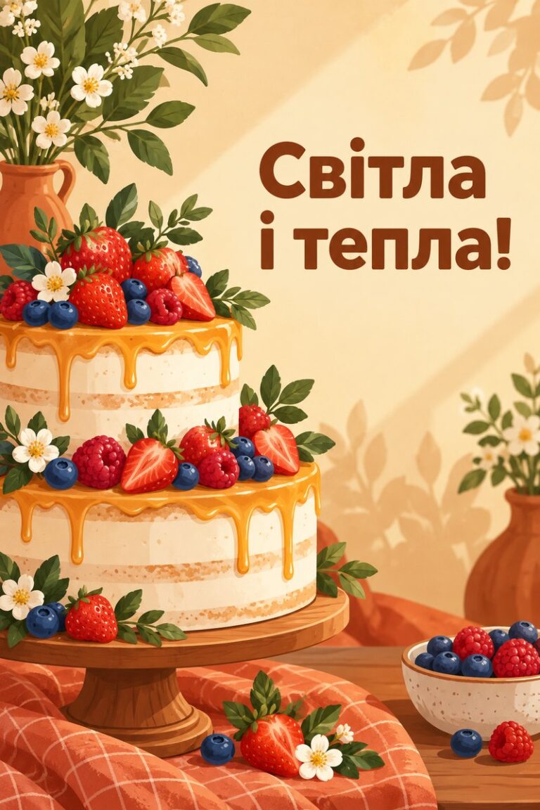 Світла і тепла! - листівка з привітанням з днем народження