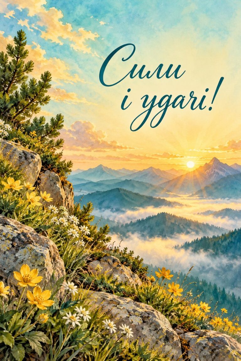 Сили і удачі! - листівка з привітанням з днем народження